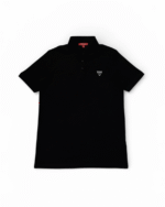 Guess Men’s Black Polo Shirt Short Sleeve Triangle Logo Slim Fit Size M