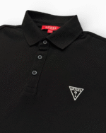 Guess Men’s Black Polo Shirt Short Sleeve Triangle Logo Slim Fit Size M - Image 4