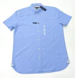 Tommy Hilfiger Men's Regular Fit Stretch Chambray Short Sleeve Shirt In Blue L/G - Image 10