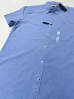 Tommy Hilfiger Men's Regular Fit Stretch Chambray Short Sleeve Shirt In Blue L/G - Image 8