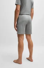 Hugo Boss Men's Stretch-Cotton Shorts With Contrast Logo and Drawcord In Grey - Image 2