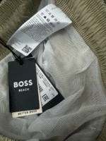 Boss Men's Swim Shorts In Quick-Dry Poplin In Beige - Image 5