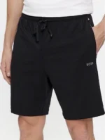 Hugo Boss Men's Stretch-Cotton Shorts With Contrast Logo and Drawcord In Black