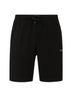 Hugo Boss Men's Stretch-Cotton Shorts With Contrast Logo and Drawcord In Black - Image 8
