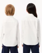 Lacoste Kids Oxford Breast Pocket Shirt In White Size 12A | CJ5296-00 - Image 7