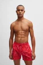 BOSS Men's Swim Shorts With Seasonal Pattern In Red - Image 7
