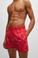 BOSS Men's Swim Shorts With Seasonal Pattern In Red - Image 8