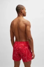 BOSS Men's Swim Shorts With Seasonal Pattern In Red - Image 9