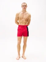 Tommy Hilfiger Men's Slim Fit Mid Length Swim Shorts In Medium Red Size XL - Image 2