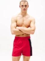 Tommy Hilfiger Men's Slim Fit Mid Length Swim Shorts In Medium Red Size XL - Image 5