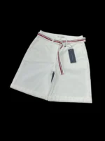 Tommy Hilfiger Women's Signature Tape Belt Bermuda Shorts White Size EU 32 XS - Image 3