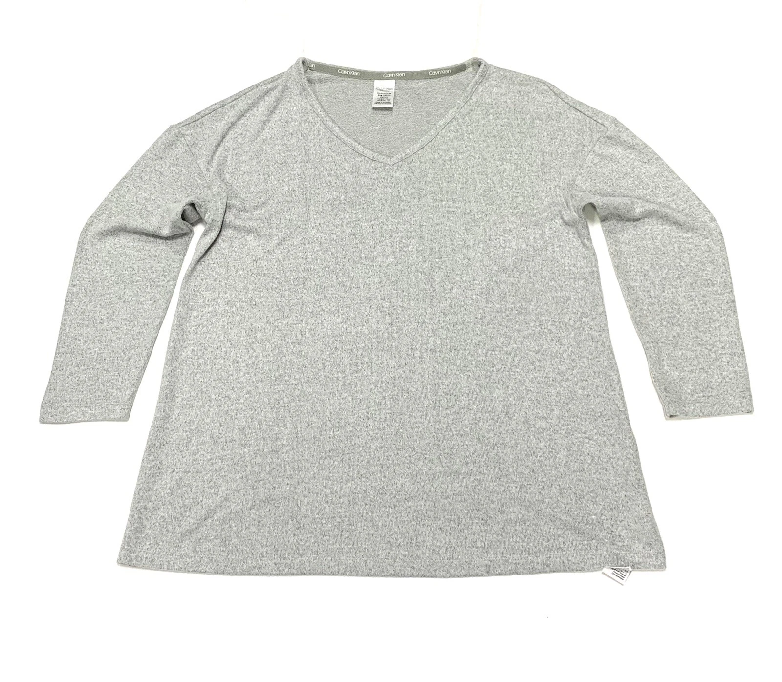 s-l1600 (77) Calvin Klein Women's Long Sleeve Lounge V Neck T-Shirt In Grey Size XS/TP - Image 1