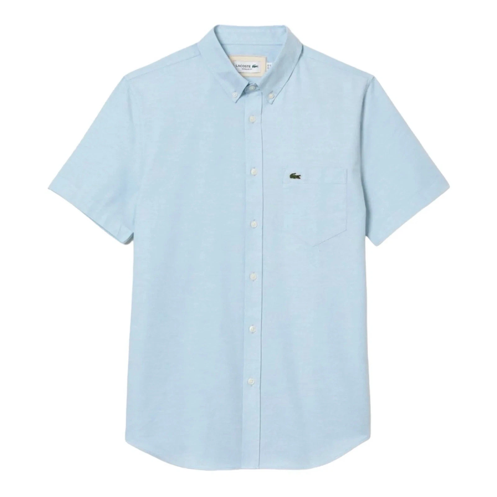 s-l1600 (78) Lacoste Men’s Regular Fit Short-Sleeve Oxford Shirt In Blue Size S - Image 1