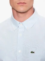 Lacoste Men’s Regular Fit Short-Sleeve Oxford Shirt In Blue Size S - Image 5