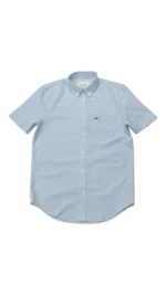 Lacoste Men’s Regular Fit Short-Sleeve Oxford Shirt In Blue Size S - Image 7