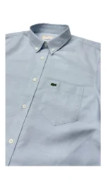 Lacoste Men’s Regular Fit Short-Sleeve Oxford Shirt In Blue Size S - Image 9