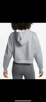 Nike Women's All Time Therma Fit Crop Hoodie Size M in Grey - Image 9